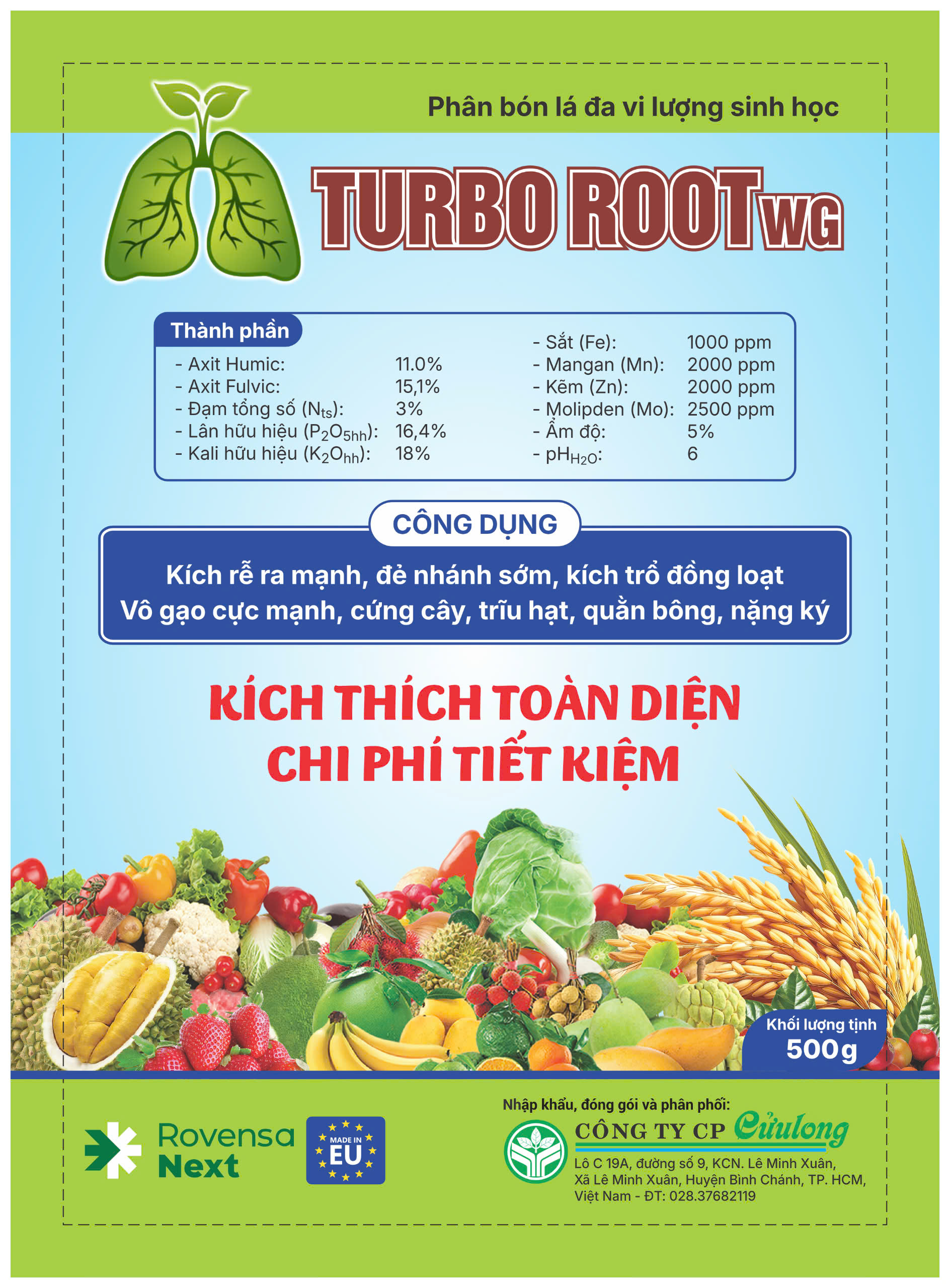 Phân bón lá đa lượng- vi lượng sinh học TURBO ROOT WG